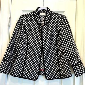 Chico’s Black and Ivory Polka Dot Felt Like Jacket or Blazer Chicos sz.0 or sz.S